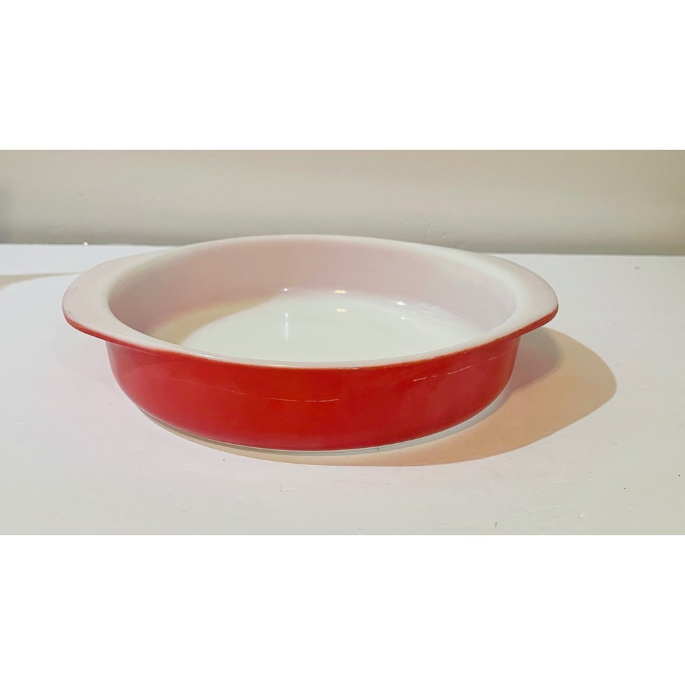 Vintage Pyrex Pink Milk Glass Round Casserole Pie Baking Dish Handled 8.5" USA* - Picture 2 of 10